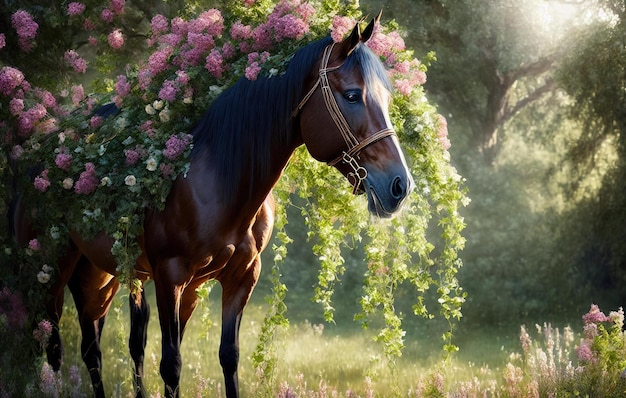 horse with flowers