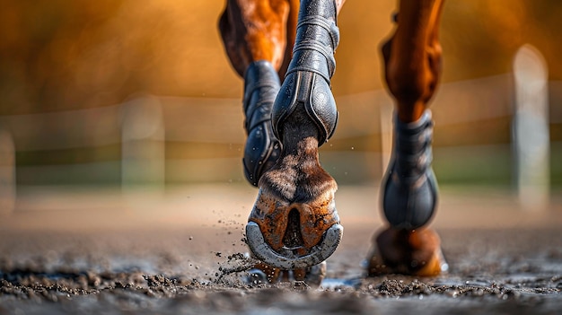 Photo a horse with a hoof that has the number 4 on it