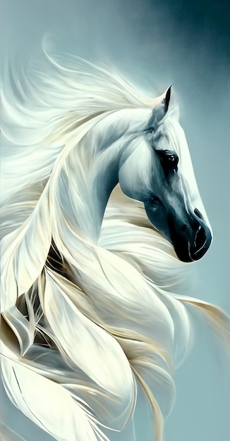 A horse with a mane of white