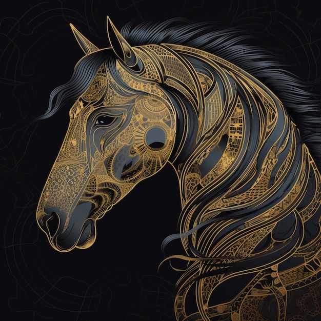 A horse with a pattern on it