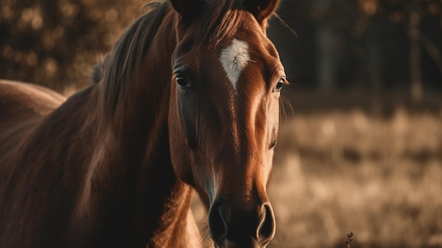 A horse with a white spot on its face