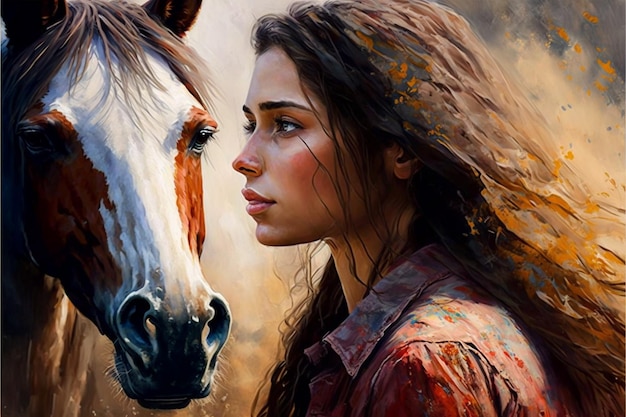 Horse and woman portrait