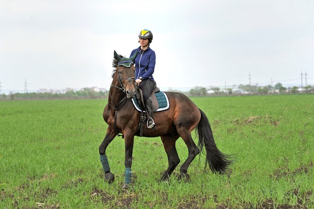 Horseback riding in the fresh air.