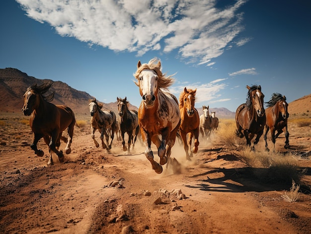 horses run in the wild Generative AI