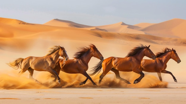 horses running in the desert - photo