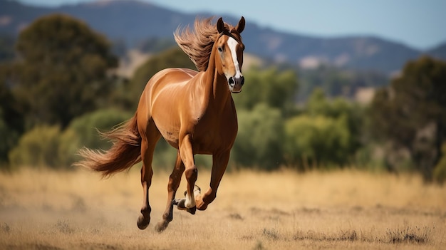 Horses running in the meadow