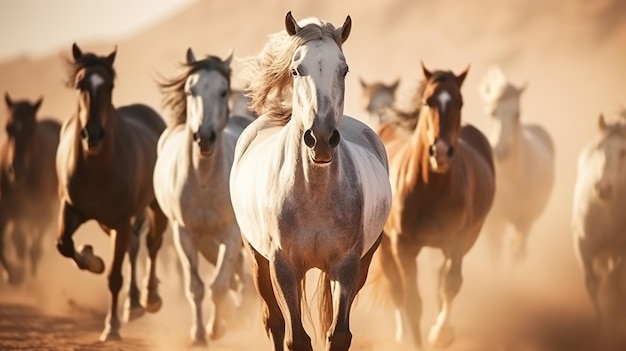 horses running in the wild