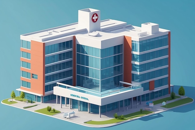 Photo hospital building 3d a modern building for concepts of treatment and providing medical care to patients private hospitals insurance vector illustration