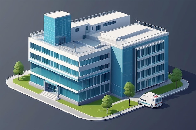 Photo hospital building 3d a modern building for concepts of treatment and providing medical care to patients private hospitals insurance vector illustration