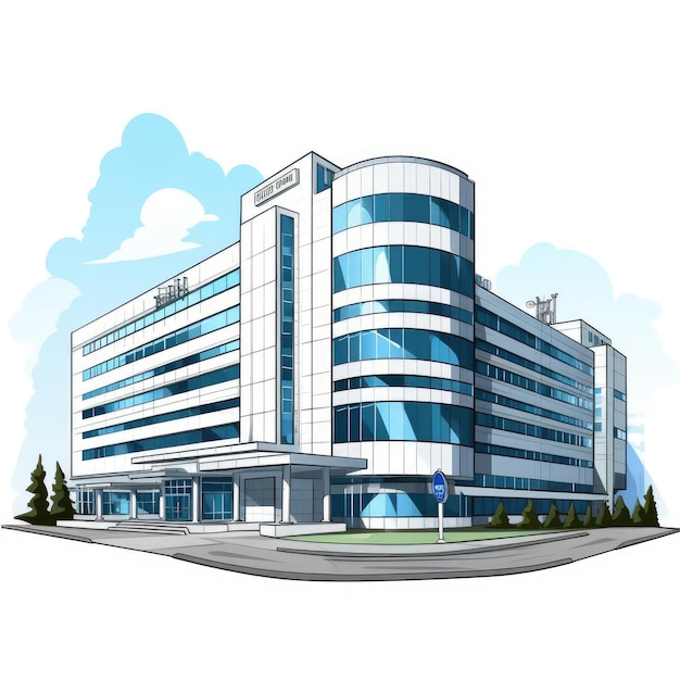 Hospital building clip art cartoon illustration isolated white background