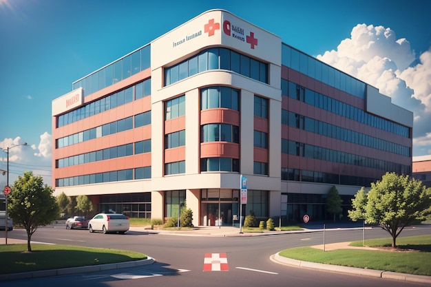 Hospital Building Red Cross Medical Institution Health Treatment Disease Wallpaper Background