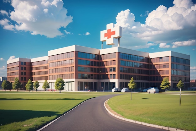 Hospital Building Red Cross Medical Institution Health Treatment Disease Wallpaper Background