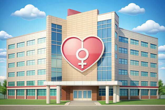 Photo hospital building with heart sign maternity hospital illustration