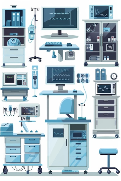 Photo hospital equipment in a healthcare workspace setting showcasing health medicine science and