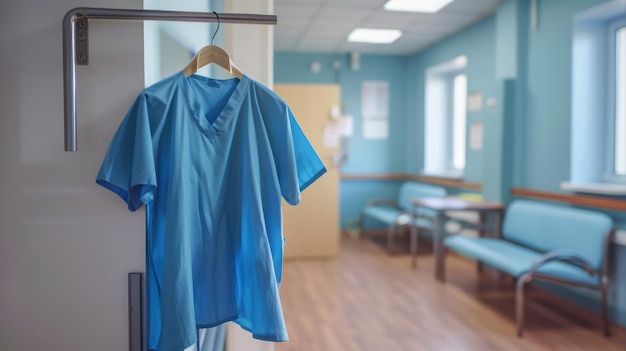 Photo hospital gown hanging on a hook in a patient room minimalist