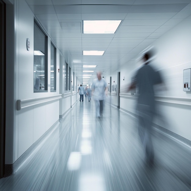 Photo hospital hallway with motion effect