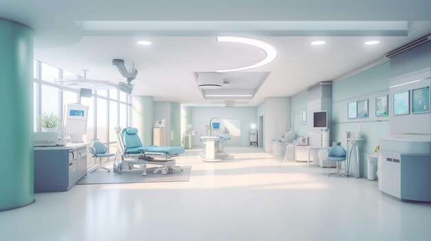 Hospital interior with lots of medical machines