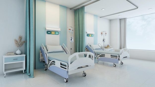 Hospital recovery room with beds