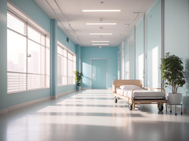 a hospital room with a bed and a sign that says hospital