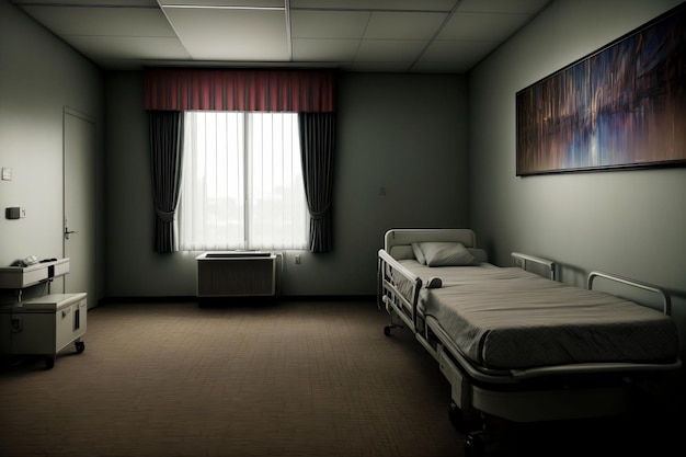 A Hospital Room With A Bed And A Window