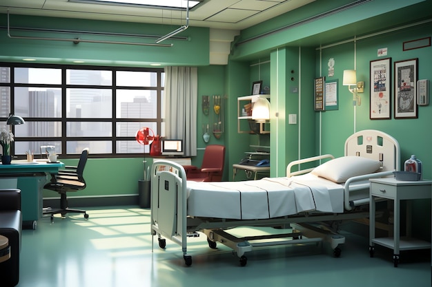 Hospital room with beds on it