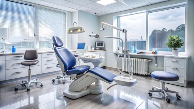 a hospital room with a chair and a monitor