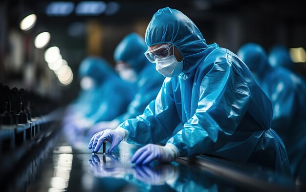 Hospital worker cleaning in operation room Generative AI