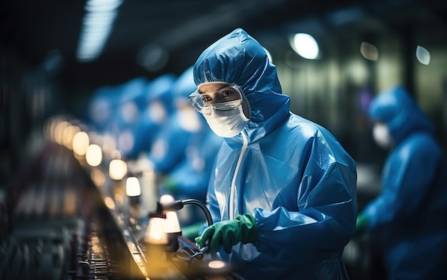 Hospital worker cleaning in operation room Generative AI