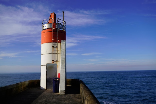 Hossegor capbreton red white lighthouse on southwest ocean atlantic french coast