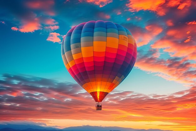 Hot air balloon Colorful adventure as it soars through skies