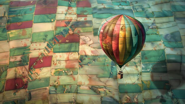 a hot air balloon is flying in a colorful sky