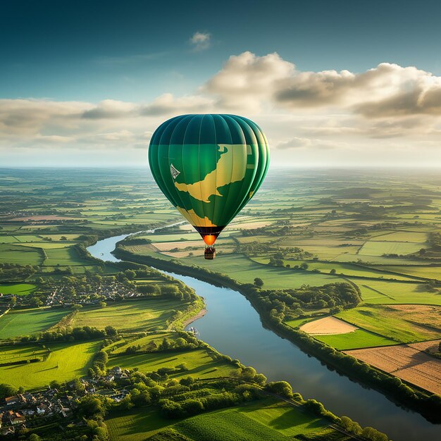 A hot air balloon ride in green