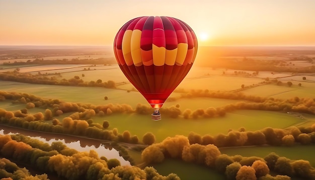 Hot air balloon scenic view at nature outdoor beautiful art wallpaper