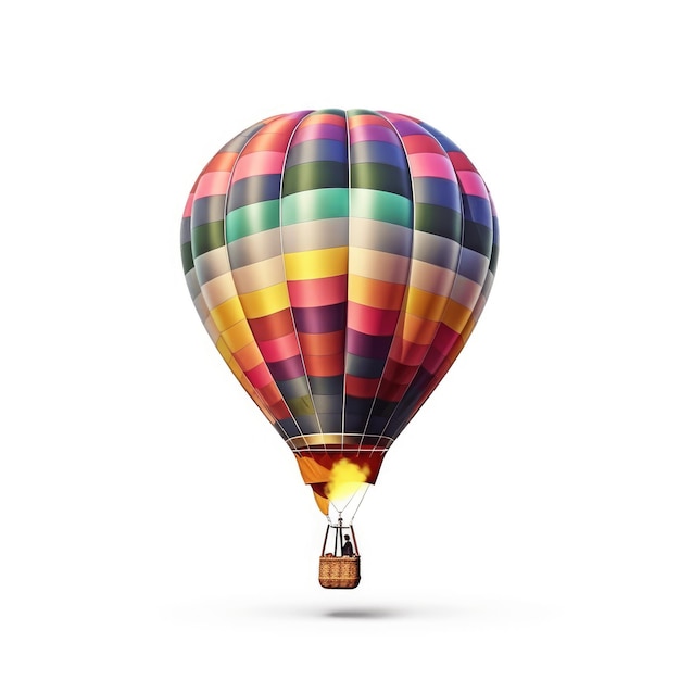 Hot air balloon in travel and adventure concept colorful and isolated on white A floating symbol of freedom and exploration Generative AI