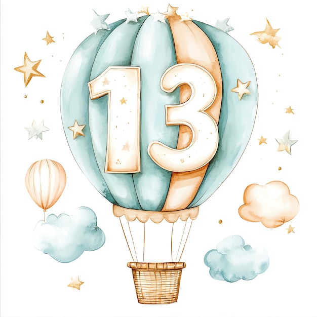 Photo a hot air balloon with the number 13 on it