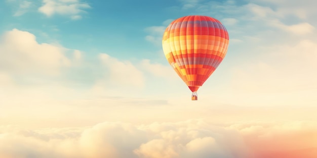 Hot air balloons ascending majestically into the endless blue