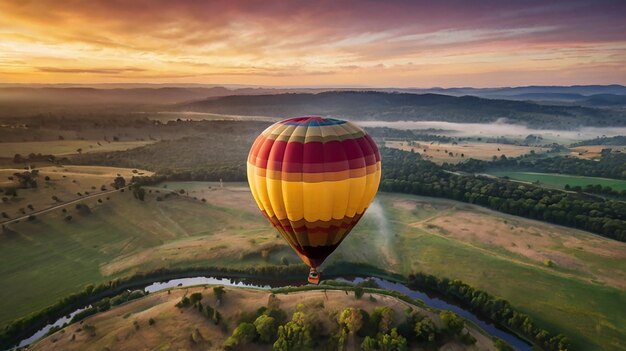 Photo hot air balloons over beautiful sunrise view