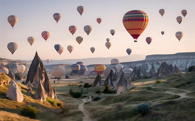 Hot air balloons flying over spectacular