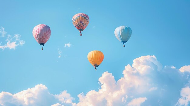 Photo hot air balloons in the sky with clouds