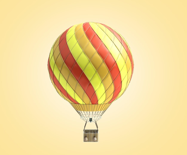 Photo hot air color balloon 3d render on color background