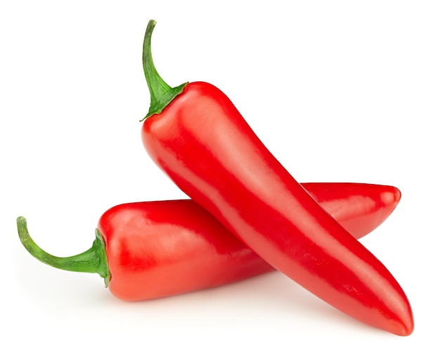 Hot chili  peppers. Peppers chili full macro shoot food ingredient on white isolated. Clipping path