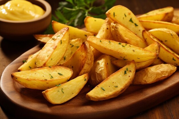 Photo hot chips with garlic butter