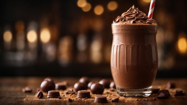 Hot chocolate shake with icecream on the black background