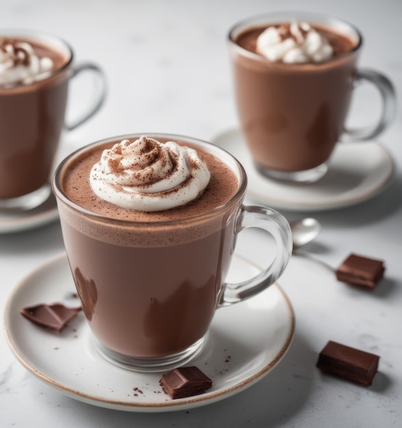 Hot chocolate on white background