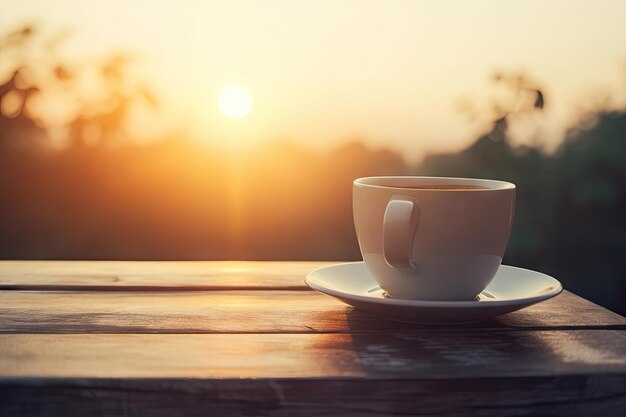 Hot coffee cup on table relax time morning time Made by AIArtificial intelligence