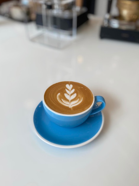 Hot coffee cup on table