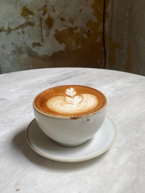 Hot coffee cup on table