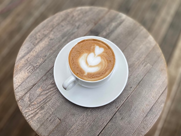 Hot coffee cup on table