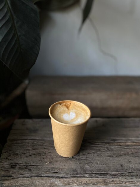 Hot coffee cup on table