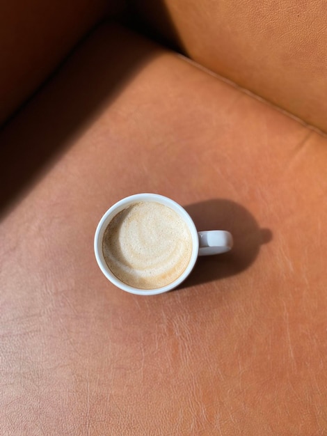 Hot coffee cup on table